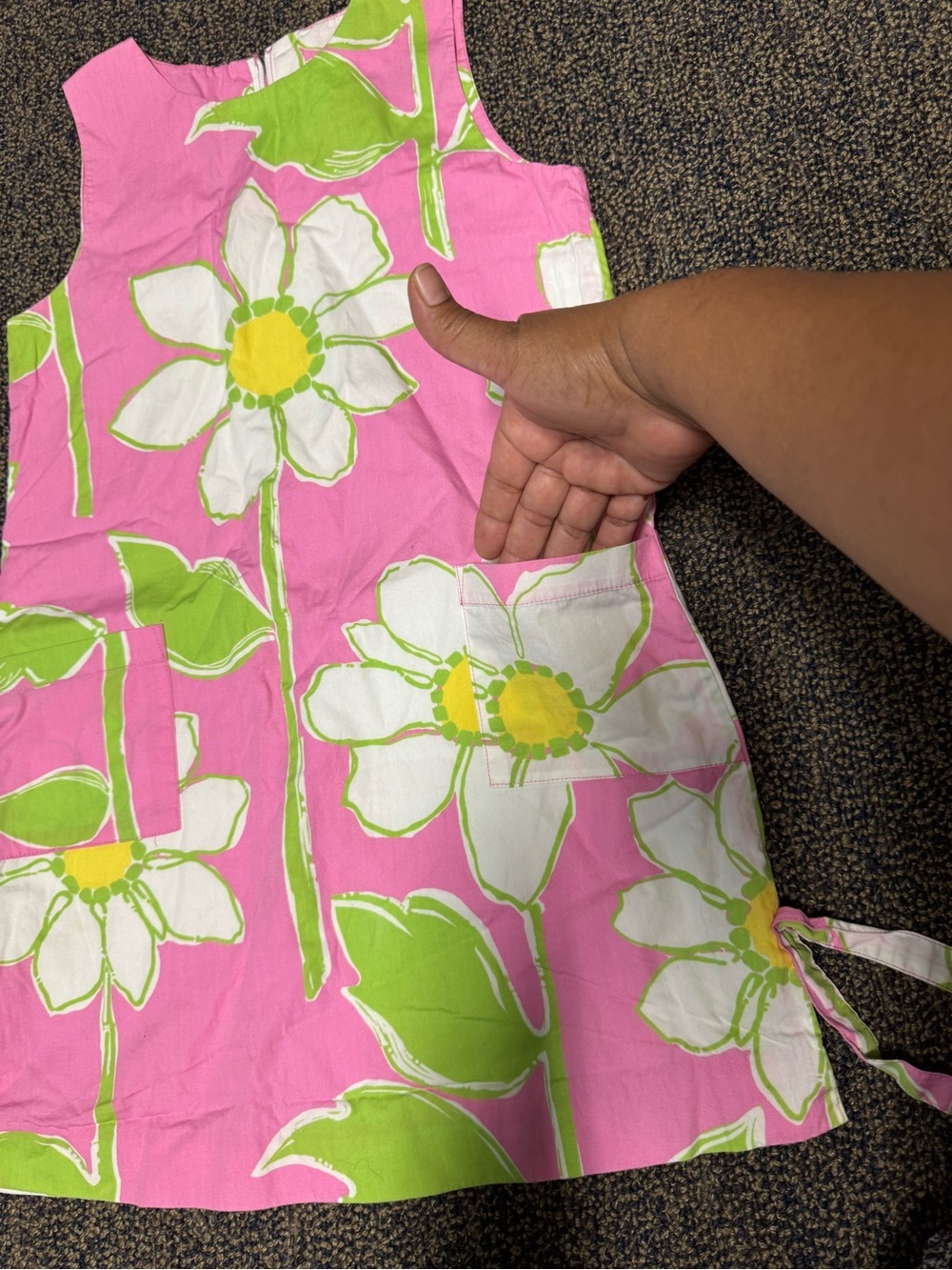 Lilly Pulitzer Girls Fresh Air Hibiscus Print Dress Shift Pink Yellow Size 8 - Picture 3 of 6